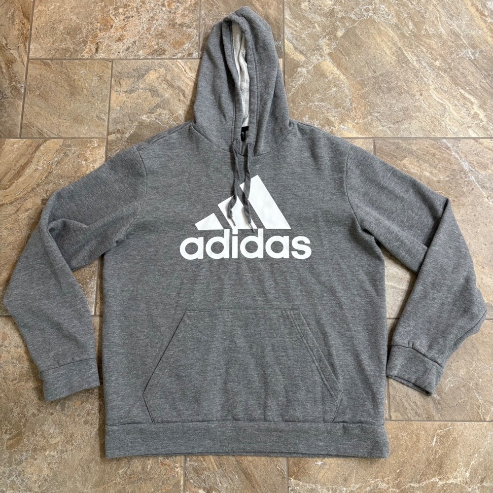 Adidas Golf Hoodie‎ Pullover Sweatshirt Big Logo Gray Mens Size L